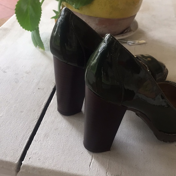 Green patent leather chunky heels - Picture 3 of 5